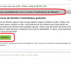 Transferir dinheiro entre contas Neteller